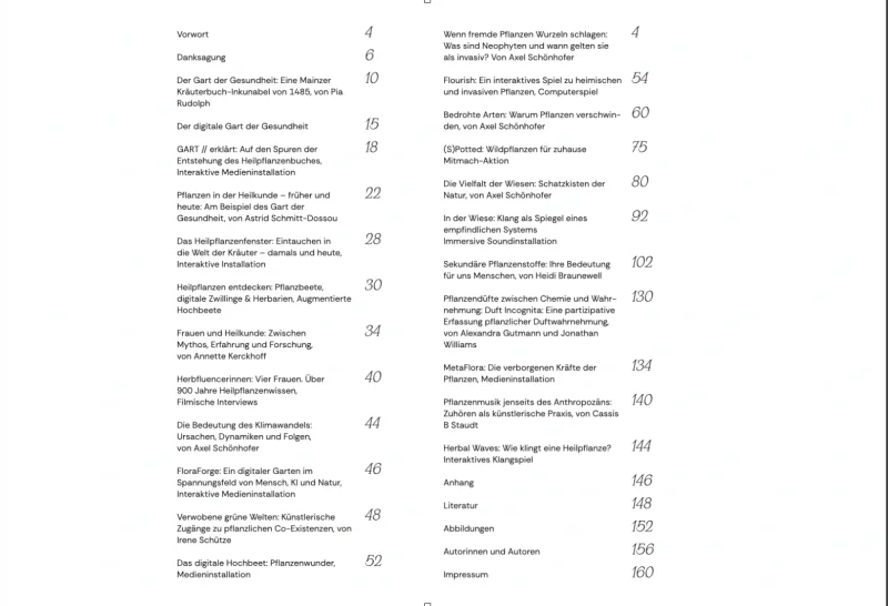 Spread showing the book&rsquo;s table of contents